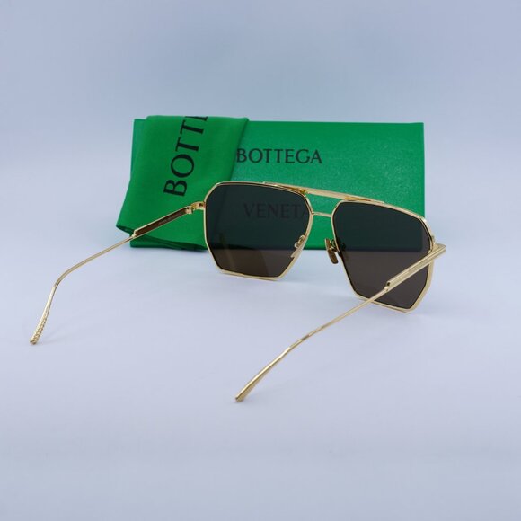 Bottega Veneta BV1012S 003 Sunglasses Gold Aviator Frame, Brown Lenses - Picture 12 of 13
